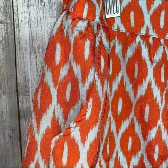 THML Orange Printed Scalloped Bottom Shorts - Picture 3 of 5
